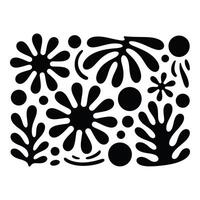Black abstract shapes create a modern pattern isolated on white background vector