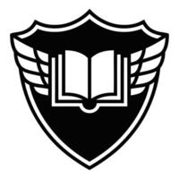 Shield with open book and wings emblem design illustration vector