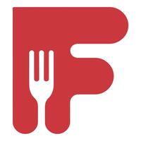 Letter f and fork logo isolated on white background vector