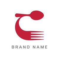 Spoon and fork combine to create a unique restaurant logo design vector