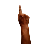 A human hand with the index finger pointing upward, isolated on a transparent background, commonly used as a pointer or gesture for attention or interaction cues. png