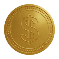 Gold Prize Token or Game Coin. 3D Render Dollar Medal for Jackpot, Winning, or in Game Currency Asset. png