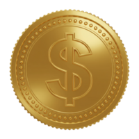 Dollar Gold Coin, Cryptocurrency and Digital Payment Icon Design, Cut Out Clipping Path on Transparent Background. png
