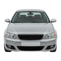 Sleek Silver Automobile Head-On View in a Clean Studio Setting, Clipping Path on Transparent Background. png