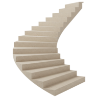 Steps to Success Concept, Minimalist Winding Stairs with Stone Texture, 3D Illustration Cut Out, Clipping Path on Transparent Background. png