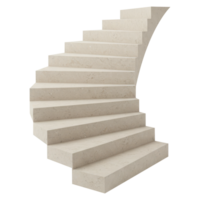 Modern Spiral Staircase in Beige Concrete, Architectural 3D Render. Cut Out, Clipping Path on Transparent Background. png