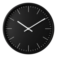 Simple Wall Clock with White Hands Cut Out, Modern Office and Home Decor Element Cut Out, Clipping Path on Transparent Background. png