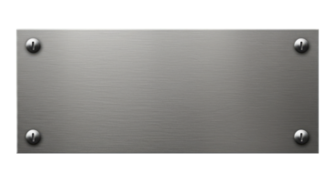 Silver Metallic Plate Cut Out, Empty Name Tag with Screw Details for Custom Text. png
