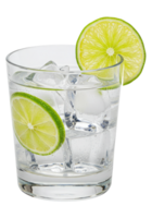 Fizzy Lime Soda or Gin and Tonic with Bubbles in a Glass, Isolated on Transparent Background. png