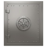 Front View of a Massive Bank Safe Door. Cut Out, Clipping Path on Transparent Background. png