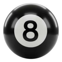 Number Eight Pool Ball for a Game of Billiards. Cut Out, Clipping Path on Transparent Background. png