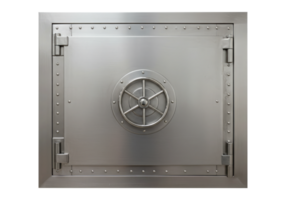 Concept of Financial Security with a Closed Bank Vault. Cut Out, Clipping Path on Transparent Background. png