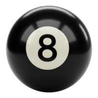 3D Render of the Classic Number Eight Pool Ball. Cut Out, Clipping Path on Transparent Background. png