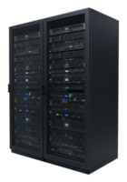 Database and Big Data Storage Servers in Racks. Cut Out, Clipping Path on Transparent Background. png