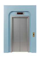 Concept of Opportunity and Choice with Closed Elevator Doors. Cut Out, Clipping Path on Transparent Background. png