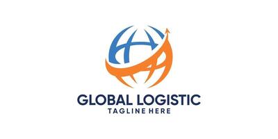 logo design global and logistic,plane,send,arrow,,symbol,icon,idea,creative,elegant. vector