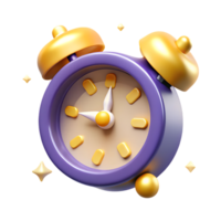 3D alarm clock icon with sparkles symbolizing time management schedules deadlines png