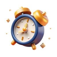 3D alarm clock icon with sparkles, symbolizing time management, schedules, deadlines, and reminders for business use transparency background png