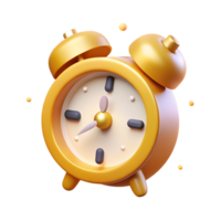 3D alarm clock icon with sparkles symbolizing time management schedules deadlines and reminders for png