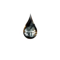 A single drop of liquid suspended in darkness showing internal reflections and subtle color variations png