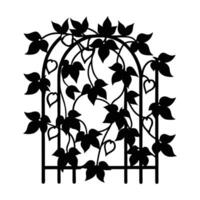 a black and white illustration of a gate with vines vector