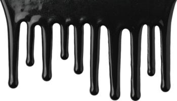 Black paint drips with a glossy texture flowing vertically Dark liquid streams against transparency png