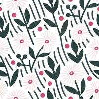 a pattern with pink and green flowers vector