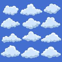 Fluffy clouds on blue background vector