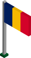 Chad Flag in Isometric dimension. png
