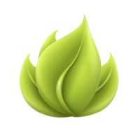 Stylized green flame icon with smooth, curved shapes and glossy finish, symbolizing energy and nature. design is simple yet dynamic, evoking sense of growth and vitality png