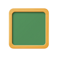 Square green chalkboard with wooden frame, perfect for educational or decorative purposes. simple design evokes sense of nostalgia and learning png