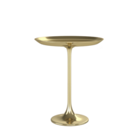 Sleek, modern gold pedestal table with round top and elegant base, perfect for contemporary interiors. shiny metallic finish adds touch of luxury and sophistication png