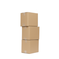 Three stacked cardboard boxes isolated on transparency background, perfect for concepts related to shipping, moving, or storage. boxes are plain and sealed with tape png