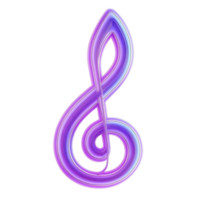 Vibrant, abstract treble clef symbol in shades of purple and blue, with glowing effect, stands out against transparent background. design is modern and artistic, perfect for music themed projects png