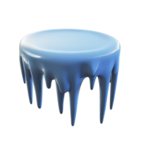 Round, blue, glossy platform with dripping edges resembling melting ice or wax, creating surreal and artistic effect png