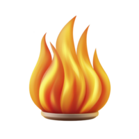 Vibrant illustration of blazing fire with bright orange and yellow flames, symbolizing warmth and energy. flames are stylized and dynamic, creating sense of movement png