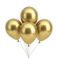 Shiny golden balloons clustered together, reflecting light and creating festive atmosphere. Perfect for celebrations, parties, or special events, these balloons add touch of elegance and joy png