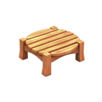 Small wooden stool with round slatted top and sturdy legs, perfect for rustic decor or practical use. natural wood finish adds warmth and charm to any space png