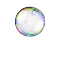Single, translucent soap bubble with rainbow sheen floats against plain background, showcasing its delicate and colorful surface. bubble iridescence creates mesmerizing effect png