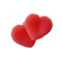 Two fluffy red heart shaped pillows are intertwined, creating cozy and romantic feel. soft texture and vibrant color evoke warmth and affection png