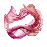 Flowing, translucent pink and orange fabric swirls gracefully against transparency background, creating sense of movement and elegance. delicate material appears weightless and ethereal png