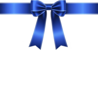Shiny blue ribbon bow with glossy finish is elegantly tied, creating festive and decorative appearance. vibrant color and smooth texture add touch of sophistication, perfect for gift wrapping png