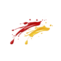 Vibrant splash of red and yellow paint creates abstract and dynamic design, evoking creativity and energy. fluid motion and vivid colors make it visually striking png