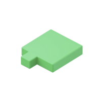 Green, flat, rectangular plastic block with small protrusion on one side, resembling puzzle piece, isolated on transparency background png