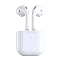 Wireless earbuds with charging case on transparency background, showcasing sleek design and modern technology. Perfect for music lovers and tech enthusiasts png