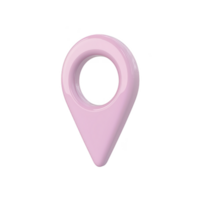 Pink 3D location pin icon with glossy finish, isolated on transparency background. design is simple and modern, suitable for digital maps or navigation applications png