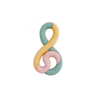 Colorful, abstract sculpture with intertwined loops in pastel shades of yellow, pink, and blue, creating playful and modern design png