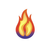Vibrant flame icon with gradient of yellow, orange, and blue, symbolizing energy and warmth. stylized design is set against transparent background, conveying sense of dynamic movement png