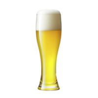 Tall glass of refreshing golden beer with frothy white head, isolated on transparency background, showcasing its clarity and inviting appearance png