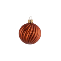Shiny, textured orange Christmas ornament with gold cap and loop for hanging, perfect for festive decorations. Its elegant design adds touch of sophistication to holiday decor png